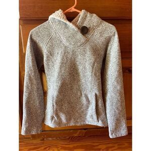 Koppen Small Gray Sweater Fleece Hooded Pullover Sherpa Pocket